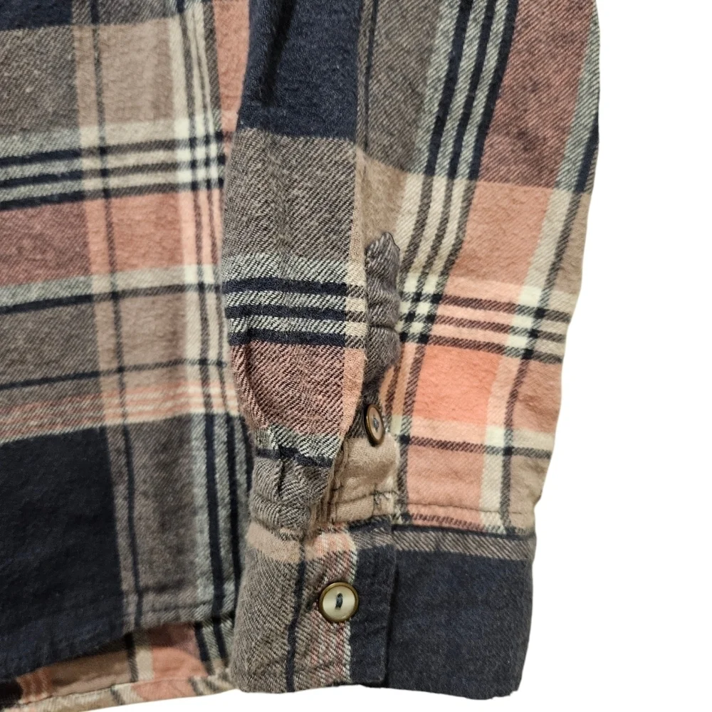 Woman's Rue 21 Navy and pink plaid flannel button down